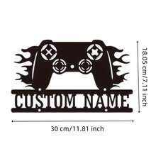 Customizable Gamer Metal Wall Art, Personalized Video Game Controller Logo, Decorative Iron Sign For Game Room Home Decor - Black - View 8