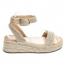 Cross-Strap Platform Sandals With Ankle Buckle – Modern Summer Style - Beige - View 2