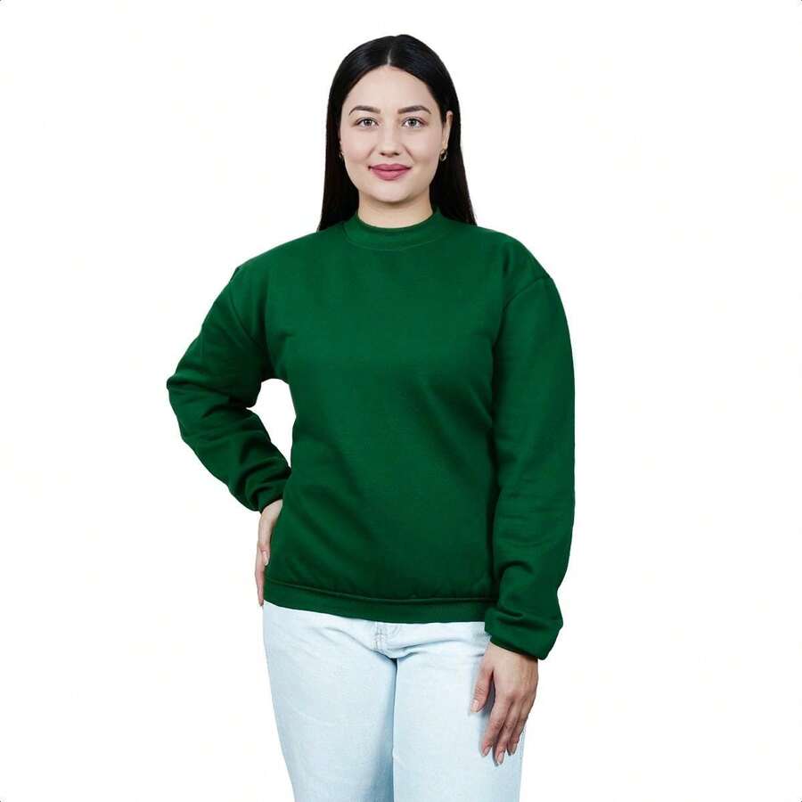 Women's Round Neck Sweatshirt, Superior Quality - xanh quân đội - Xem 1