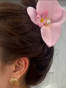 1 pieza Horquilla con flor, mariposa y orquídea simulada, ideal para sesiones de fotos, decoración de fiestas en la playa, elegante y hermoso regalo del Día de San Valentín, pasadores de pelo, accesorios para el cabello, pinzas para el cabello, artículos escolares