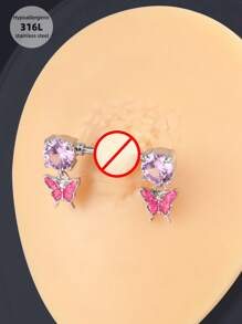 2pcs/Set Cute Sexy Heart Rhinestone Nipple Rings Nipple Nails Stainless Steel Faux Pearl Nipple Rings Bow Moon Star Nipple Stud Ball Pink Butterfly Nipple Barbell Rings Clover Nipple Piercing Jewelry For Women & Men For Dating Party Valentine Jewelry Valentine Nipple Piercing Jewelry Christmas Halloween Gift Valentine's Day Night Out Social Gatherings Daily Wear