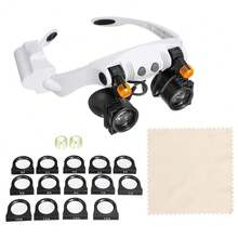 Magnifying Glass With 2 LED Lights 3x/4x/5x/6x/7x/10x/15x Adjustable Magnifying Glass For Repairing Precision Instrument Jewelry Reading - Weiss - Übersicht 3
