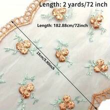 2 Yards Ren thêu họa tiết hoa, thích hợp cho phụ kiện may mặc DIY thủ công may vá - Nhiều màu - Xem 6