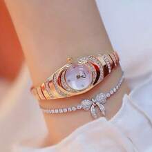 2pcs Set Fashionable Business Versatile Luxury Pave Starry Elegant Quartz Watch Mother's Day Gift