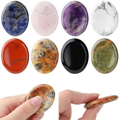 1 st orosten Rosenkvarts Ametist Handskuren tumstensficka Meditation Oval Kristall Naturlig Vitalitet Avslappningssten