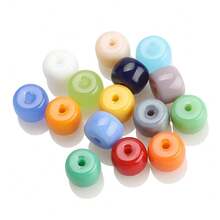 60 件 6*8 毫米彩色玻璃光滑圆珠，DIY 配件材料，适用于手链、项链、鞋子、帽子、包包、钥匙扣、手机吊饰等 - 6*8mm桶珠 - 查看 16