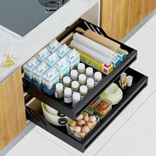 Mointal 2 Stück Erweiterbarer Ausziehbarer Schrank- Organizer Teleskopische Küche Schiebeslade Ausziehbares Regal Unter der Spüle Keine Schraube Stanze Breite Einstellbar Schwarz - Schwarz1 - Übersicht 3