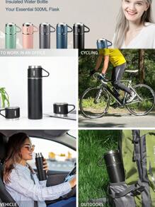 1 pièce Set de Bouteille, Corps de Tasse en Acier Inoxydable, Thé Café Lait Boisson Conservation de Chaleur et de Froid, Matériau Extérieur Givré Confortable, Multi-Tasse Set avec Boîte Cadeau, Le Meilleur Choix pour Profiter de Boissons Chaudes n'Importe Quand et Partout, 1 Tasse avec 3 Couvercles, Cadeau Essentiel à Envoyer à la Famille ou aux Amis, Équipement Scolaire Cadeau de Remise des Diplômes, Tasse d'Eau de Sport Extérieur