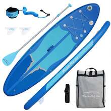 Feath-R-Lite Inflatable Stand Up Folding Paddle Board,  Portable Lightweight Blue Paddle Board Inflatable, Adapter Adjustable Aluminum Alloy Paddle Camera Base Accessory, Unisex - White - View 5