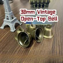 50pcs Small Jingle Bells,Pets Outdoor Bells And Bronze Metal Bells, Horse Tack, Dog Bells, Loud Animal Copper Bells For Horses, Cattle, Sheep And Cats Dogs, Holiday Birthday Party Outings, Anti-Theft Accessories With 0.2" Hanging Ring, Thickened Holiday Bells, 38mm Vintage Open Bells, Pet Collar Bells