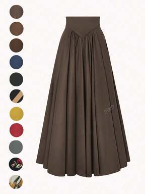 Elegant Ladies' Skirts In The New Autumn And Early Autumn Of 2025 Are Suitable For Dating, Student Wear, Daily Travel, Basic Versatile, Leisure, Beach And Other Scenes, Elegant And Casual Ladies' Skirts, Solid Color, Plastic Waist A Pleated Design, Woven Fabrics, A Variety Of Colors To Choose From, Suitable For Going Out To Wear, Can Also Be Used As Home Clothing.