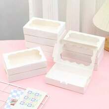 15 piezas de Cajas para Galletas con Ventana Transparente, Cajas Blancas para Postres de Panadería, Contenedores Premium para Pasteles, Tartas, Dulces - Blanco - Ver 9