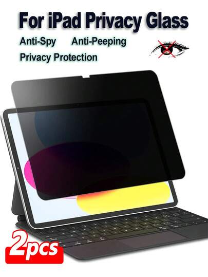 ZYONS 2 件 iPad 隐私防窥钢化玻璃屏幕保护膜，9H 硬度防刮 + 防指纹，兼容 Apple iPad Mini/Air/Pro 所有型号，防爆 + 防摔 + 支持手写笔，适用于商务办公，隐私保护，生日、家人、朋友的防窥礼物，Pad 屏幕保护膜，Pad 配件防水防震全覆盖