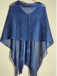 1pc Women's Fashionable & Versatile Knit Shawl Collar Poncho, Comfortable, Breathable, Suitable For Sun Protection In Spring/Summer, Can Be Worn In Multiple Occasions - Multicolor - View 17