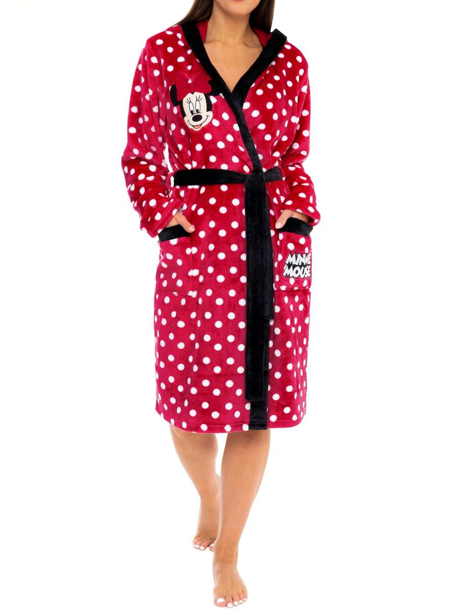 Disney Minnie Mouse Dressing Gown | Minnie Mouse Womens' Bath Robe | Ladies' Loungewear - Red - View 1