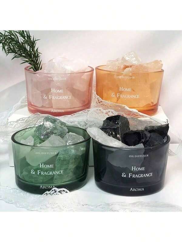 1 Piece Minimalist Quality Crystal Aroma Stone With Glass Cup, Aroma Stone Diffuser - No Oil, No Fragrance, Excellent New Home Decor Gift Suitable For Mothers And Women, Aromatherapy, Room Fragrance, Diffuser, Gift, Home Decoration