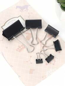 10pcs Black Long Tail Clips, Small, Medium & Large Binder Clips For Documents, Invoices, Test Papers, Records - Multicolor - View 1