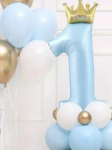 23pcs/Set Blue Pink Crown Number 1 To 9 Balloons Upright 1st Birthday Party Decorations Baby Shower Balloon
