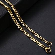 Trendsmax 3/5/7/9/11mm Gold Plated Stainless Steel Cuban Curb Chain Necklace, 16-30 Inches, For Mens Womens Link Jewelry 2025 New - 3mm Gold - 查看 3
