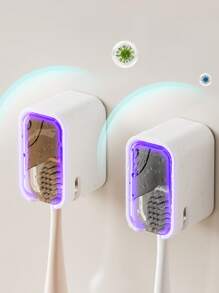 1 pièce Étagère pour brosse à dents Montage mural sans perforation avec couvercle Porte-brosse à dents anti-poussière Étagère de rangement dentaire Décoration de salle de bain Décoration d'automne Retour à l'école