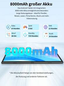 Relndoo 安卓14平板电脑，带键盘，10英寸平板电脑，8GB RAM+64GB ROM，二合一平板电脑，含保护套、鼠标、手写笔，支持802.11n 2.4G/5G无线网络，5MP+8MP双摄像头，1280*800像素高清触摸屏，8000mAh电池，经认证可用于在线课程、工作、娱乐，是圣诞礼物的理想之选（不含适配器） - 複色 - 查看 7