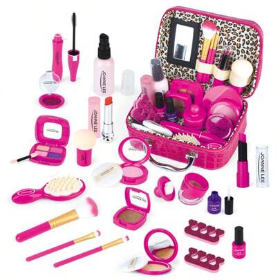 Children's Makeup Cosmetic Playset, Including PU Bag, Stage Performance Realistic Makeup Model, Role Playing Toys, Pretend Play Makeup Set, Parent-Child Interactive Birthday Gift