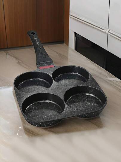 1 件麦饭石煎锅不粘煎饼烹饪锅，4 杯，不粘火腿煎饼机，鸡蛋汉堡锅，家用早餐鸡蛋汉堡锅，燃气灶可用，非常适合鸡蛋、煎饼、汉堡、牛排等，易于清洁，炊具、厨房用具、烹饪用具，方便，适用于户外、露营、野餐，小巧精致