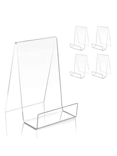 1/4pcs, Acrylic Bookshelf, Transparent Easel For Display, Book Display Stand, Display Stand For Photo Albums, Cds, Magazines, Postcards, Pictures, Plates, Artwork, Mobile Phones, Tablets