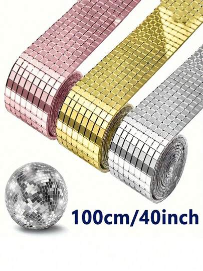 Mosaic Mirror Stickers Disco Ball Wall Stickers, 40In Rose Golden Decorative Tiles Stickers, Self-Adhesive 3d Acrylic Wall Sticker, 100Cm/40In Self-Adhesive Mosaic Tiles: 5X5Mm Silver, Champagne, And Rose Golden Decorative Wall Stickers For DIY Disco Balls And Mosaic Art Projects Room Decor Home Decor Mirror Wall Wall Decor Wall Mirror Mirror For Room Bathroom Decor Living Room Decor