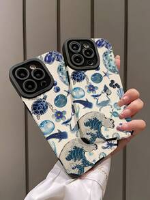 1pc New Blue Seashell, Starfish, Fish & Wave Pattern Classic Anti-Drop Soft TPU Phone Case Compatible With IPhone And S17/S17 Air/S17 Pro/S17 Pro Max - Multicolor - View 4