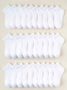 5/20/30 Pairs Children Summer Thin Mesh Socks, Pure White Lace Rim Seamless Socks For Students - White - View 16