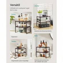 Estantes para Armario, Organizadores de Armario, Apilables, Expandibles, Juego de 2 Estantes Metálicos para Mostradores de Cocina, Marrón MKCS01BR - Negro - Ver 3