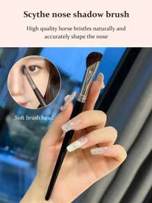 1pc Scythe-Shaped Brush For Nose Contouring And Blending, Designed For Highlighting And Contouring The Nose