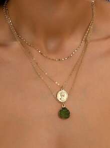 1 pieza Collar con colgante de gota de agua de varias capas, uso casual diario