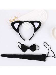 3pcs/Set Costume Decoration Performance Headband, Tie, Tail - Cartoon Animals: Cow, Rabbit, Tiger, Monkey, Puppy,Hairband,Hair Hoop Headbands - Multicolor - View 9