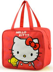 Sanrio Borsa termica per il pranzo con personaggio cartoni animati Kuromi - Borsa isolante impermeabile in tela con simpatico design kawaii, perfetta come borsa da viaggio per donne e ragazze, in cucina, come regalo di Natale o per il ritorno a scuola