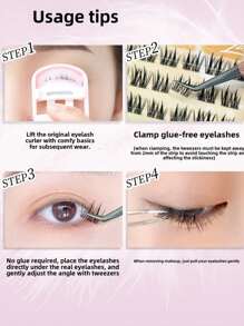 60/80/100/120 grupos de pestañas postizas Chang'e sin pegamento, pestañas postizas de gato de cara grande sin pegamento, maquillaje, maquillaje, pestañas, accesorios de viaje