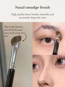 1pc Scythe-Shaped Brush For Nose Contouring And Blending, Designed For Highlighting And Contouring The Nose