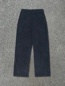 男士纯色口袋简约宽松裤，休闲日常穿搭，灰色灯芯绒长裤质感细腻，宽松版型休闲百搭，搭配运动鞋解锁日常时尚密码 - 黑色 - 查看 4