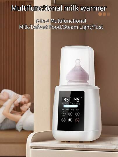 1 Piece EU/UK/AU Multi-Function Bottle Warmer High Temperature Resistant High Transparency PP Material Portable Household Baby Bottle Warmer Smart Chip Precise Temperature Control Gentle Defrosting Evenly Heated Retain The Original Nutrition And Taste Of Breast Milk