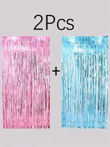 2pcs Party Decorative Tassel Curtain, Metallic Aluminum Rain Curtain For Party Decor, Back To School Valentine Day - Multicolor - View 7