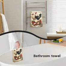1set/2pcs Vintage Chicken Print Kitchen Towel, Dishwashing Towel, Suitable For Spring And Summer Restaurant Kitchen Bathroom Interior Decoration Party Decoration, Holiday Gift, Can Be Given As A Gift