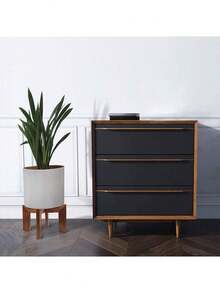 木制植物架，中世纪现代花盆，藤制花盆架，低矮室内植物架 - 波西米亚乡村木制凳子，适用于植物架，适合 5-15 英寸花盆 - 彩色 - 查看 3