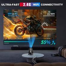 Projector, WiFi & Wireless, Compatible With HDTV, USB, Supports 1080P, 360° Rotation, 35" - 130" Screen Video Projector, USB Powered - Suitable For Home Theater, Outdoor Camping, Office Presentation - Black - View 6