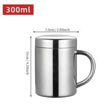 1 pièce Tasse à café en acier inoxydable avec couvercle et anse, tasse en métal incassable à double paroi. Tasse à café de voyage, tasse à thé de camping en acier inoxydable incassable, idéale pour la rentrée scolaire