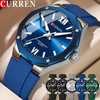  CURREN Men Watch Top Brand Luxury Military Army Male Wristwatch Waterproof Original Silicone Strap Sport Calendar Quartz Clock Gift 8465