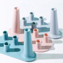 1pc Bathroom Storage Shelf Toothbrush Holder Rinse Cup Organizer Rack, Countertop Bathroom Cup Holder Draining Rack Toothbrush Stand Home Bathroom Decor Summer - Multicolor - View 4