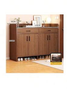 Zapatera Madera Organizador Modernos Con 4 Puertas 120*100cm - Marrón - Ver 9