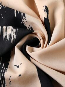 EARO 女士休闲宽松设计半身裙，独特水墨印花高端修身款式 - 杏色 - 查看 8