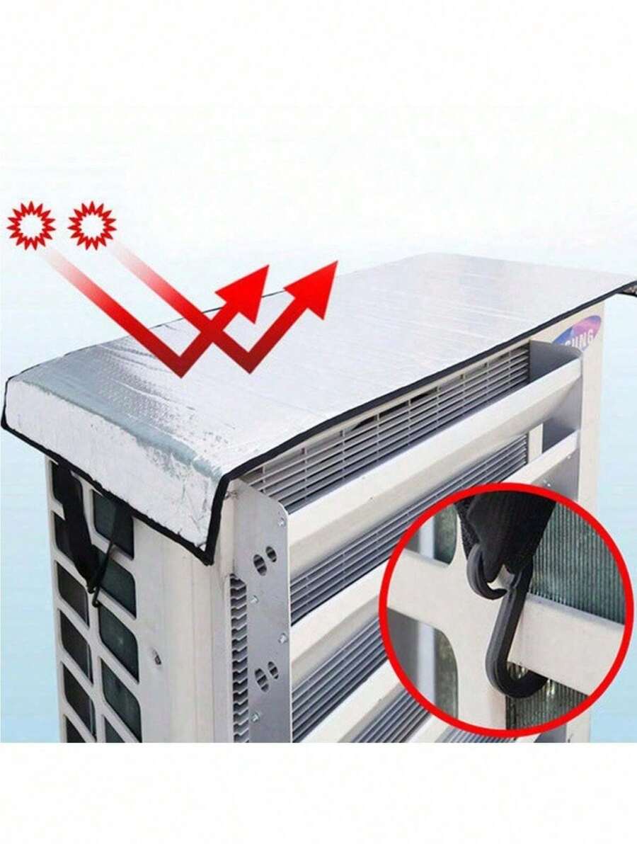 1pc Air Conditioning Outdoor Unit Dust And Heat Insulation Pad, Waterproof Sunshade Cover, Aluminum Foil Sun Protection And Antifreeze - Silver - View 1